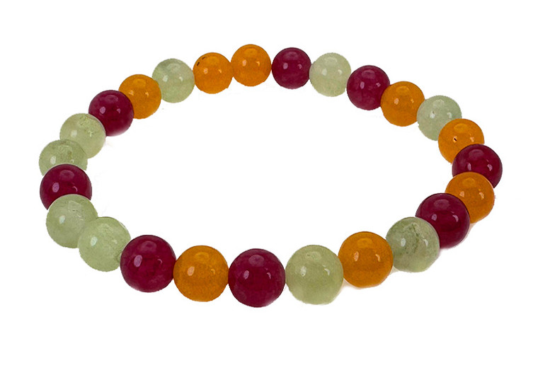 8mm Mix Jade Elastic Bracelet 7.5" dyed [b3s10]