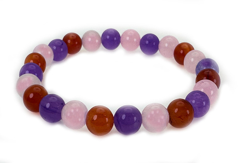 8mm Mix Agate & Jade Elastic Bracelet 7.5" dyed [b3s26]