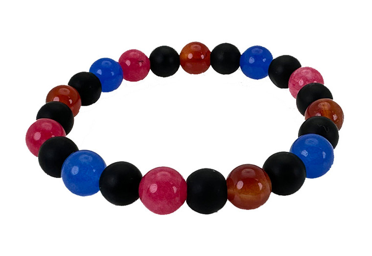 8mm Mix Jade Elastic Bracelet 7.5" dyed [b3s40]