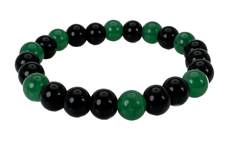 10mm Onyx + Aventurine Elastic Bracelet 7.5" [b4s36]