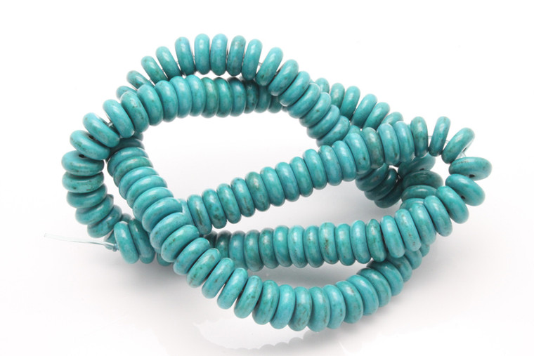 8mm Hubei Turquoise Rondelle Beads 15.5" stabilized [ts148]