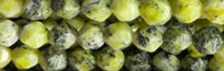 8mm Serpentine Yellow Faceted Hexagon Beads 15.5" [v1561]