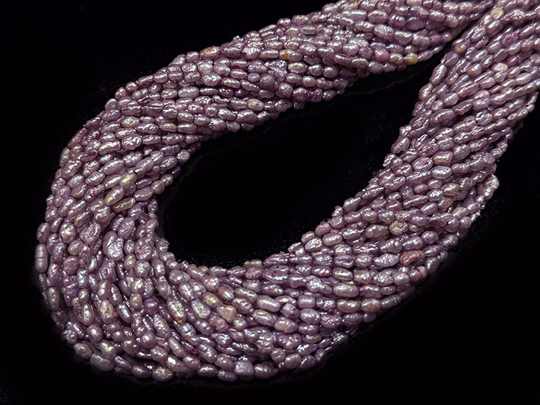 4-5mm Rice Freshwater Pearl 14-15" Purple A Grade Lustre [p5bp]