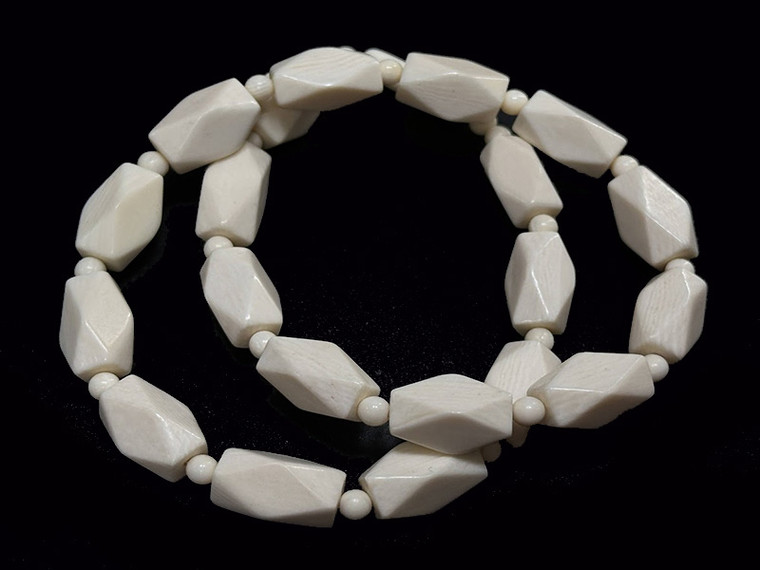 9x15mm Natural Buffalo Bone Faceted Beads 7" A Grade [zb246]