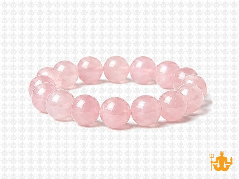 10mm Natural Color Rose Quartz Elastic Bracelet 7.5" [b4b1a]