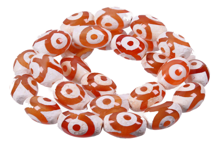 12mm Tibetan Dzi  Agate Oval Beads 15.5" natural  [12m73]
