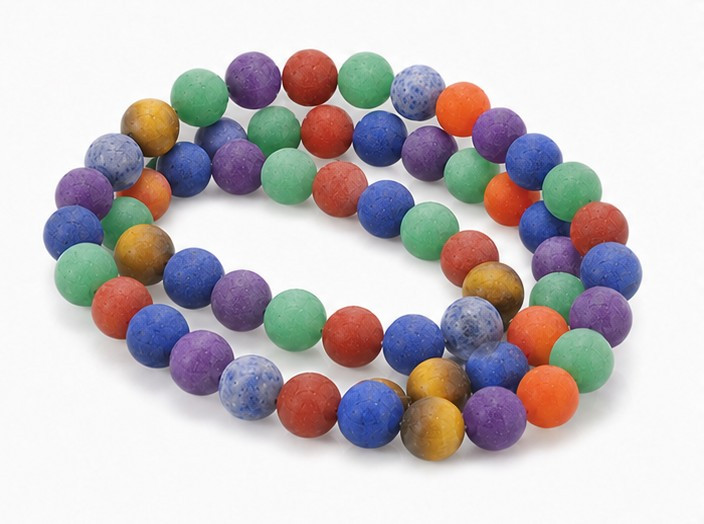 8mm Matte 7 Chakra Round Beads 15.5", Natural [8m56m]