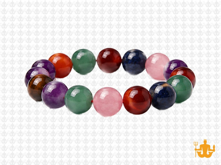 10mm 7 Chakra Bracelet 7.5", Natural [b4m53]