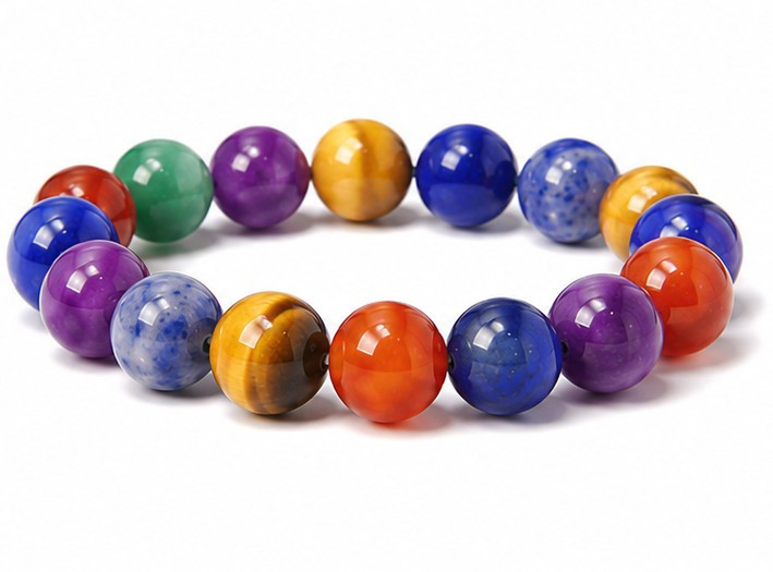 10mm 7 Chakra Bracelet 7.5", Natural [b4m56]