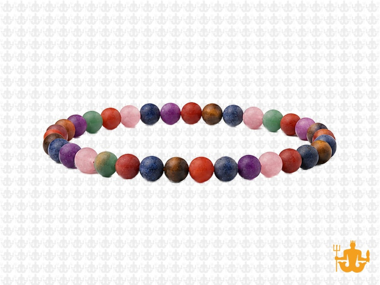 4mm Matte 7 Chakra Bracelet 7.5", Natural [b1m53m]