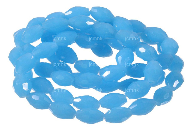 4x6mm Aqua Quartz Faceted Rice Beads 15.5" synthetic [sc6a70]