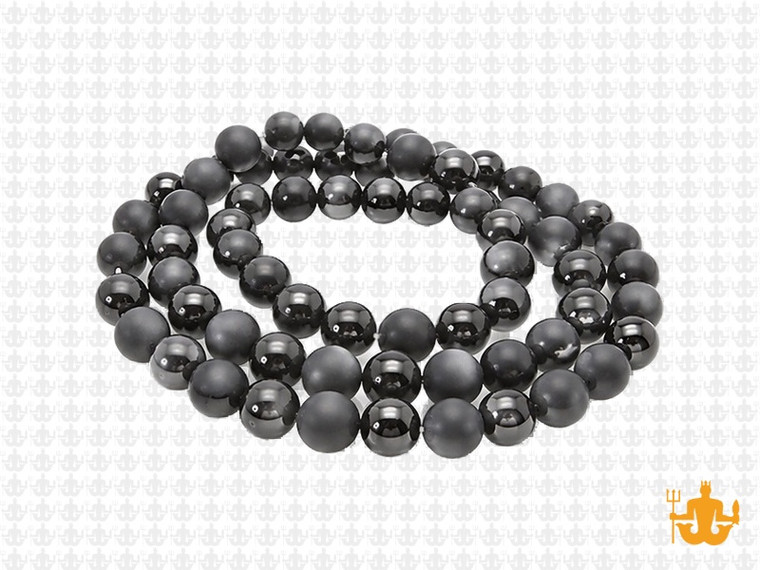 6mm Black Agate Polish & Matte Round Beads 15.5" [6x8]