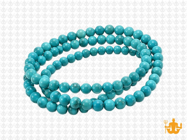 4mm Tibetan Turquoise Round Beads 15.5" stabilized [4c66]