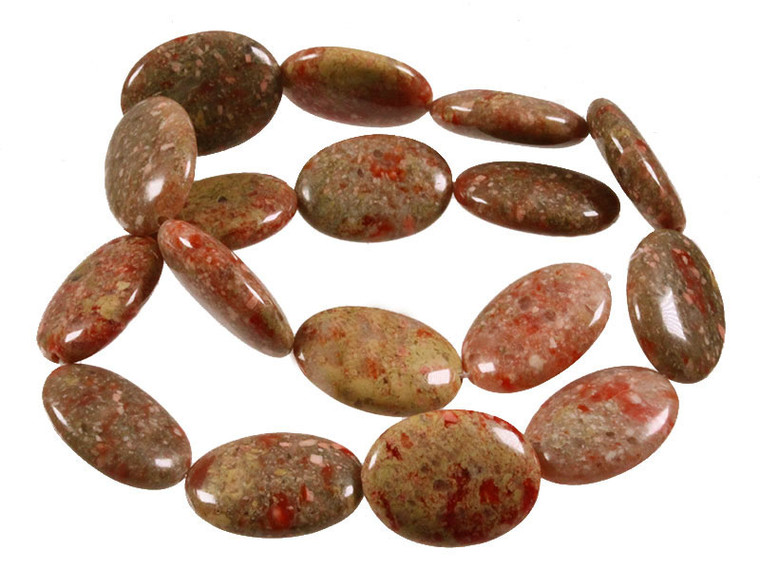 18x25mm Epidot Oval Beads 15.5" natural [w306]