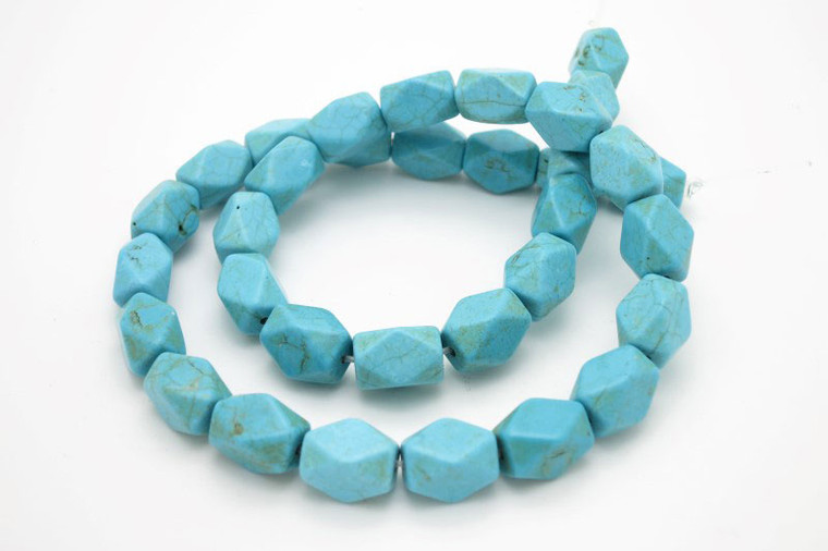 12x8mm Blue Turquoise Oblong Faceted Beads 15.5" stabilized [ts102]