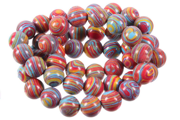 4mm Rainbow Lace Malachite Round Beads 15.5" synthetic [4r49x]