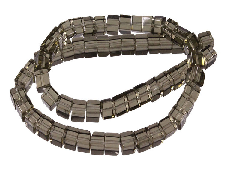 6x6mm Smoky Topaz Cube Beads 15.5" synthetic [u79a8]