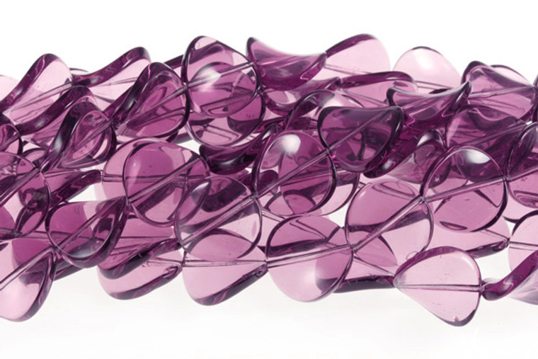 16mm Amethyst Twisted Beads 15.5" synthetic [u87a6]