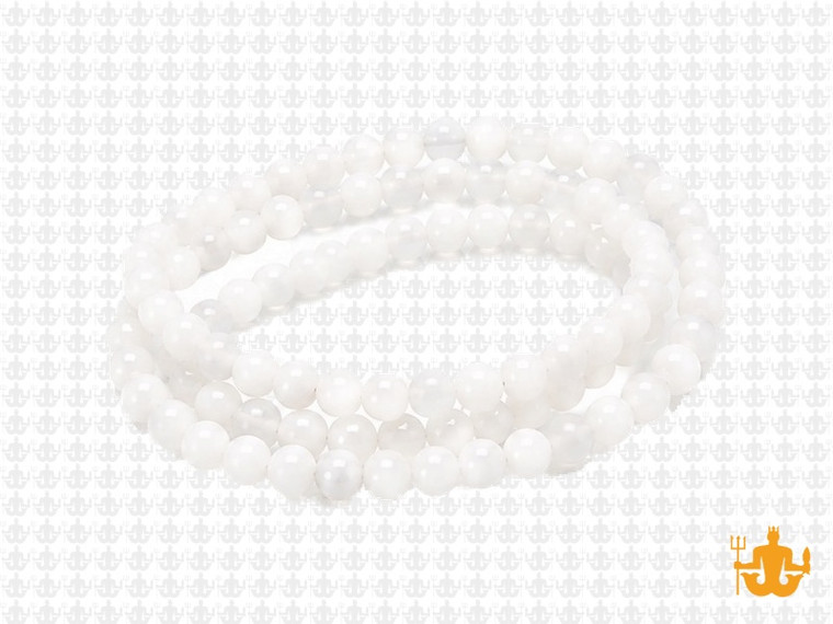 4mm Polish & Matte White Quartz Round Beads 15.5" [4x39]