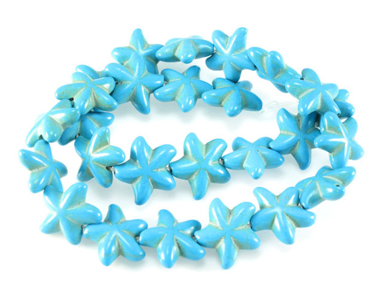 22x8mm Blue Magnesite Star Flower Beads 15.5" [t417b]