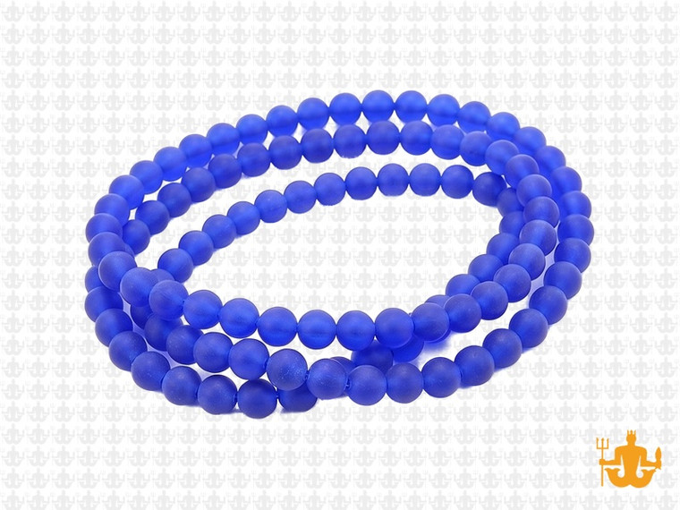 4mm Matte Blue Quartz Round Beads 15.5" synthetic [4a36m]