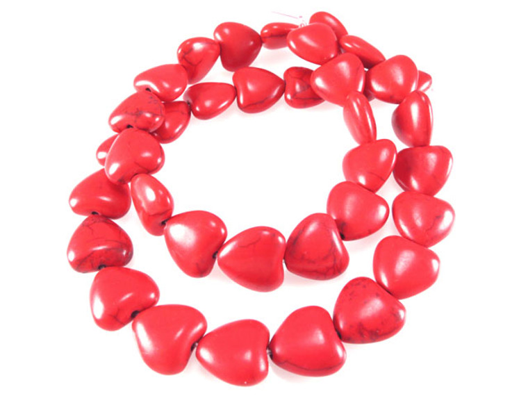 20mm Red Magnesite Heart Beads 15.5" [t442r]