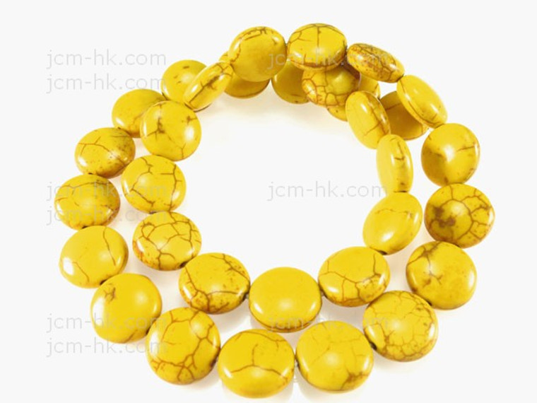 16mm Yellow Magnesite Coin Beads 15.5" [t443y]