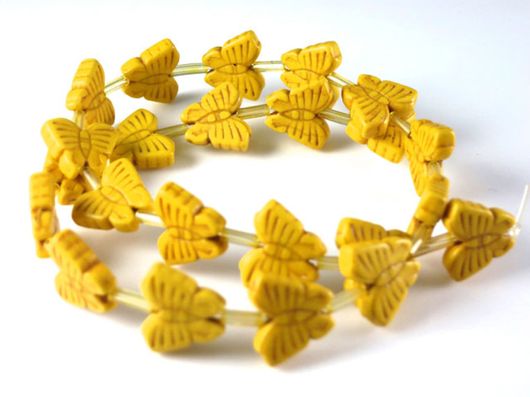 13x15mm Yellow Magnesite Butterfly Beads 15.5" [t465y]
