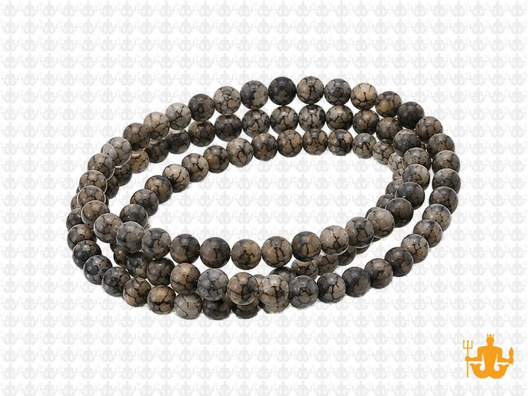 4mm Matte Black Fire Agate Round Beads 15.5" dyed [4f17m]