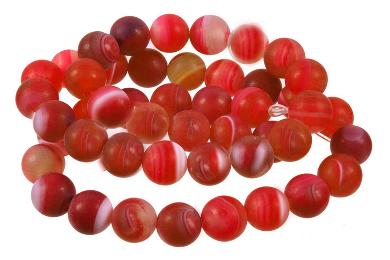 4mm Matte Red Banded Agate Round Beads 15.5" heated [4f20m]