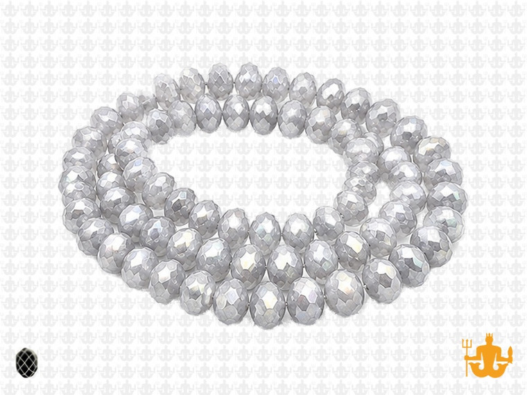6x4mm Metallic Silver Glass Faceted Rondelle about 15.5" [uc2b16]