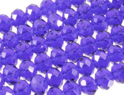 8x6mm Sapphire Glass Faceted Rondelle About 72 Bead 15.5" [uc3a14]
