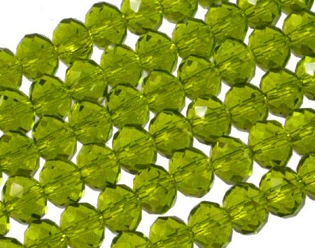 10x8mm Peridot Glass Faceted Rondelle About 36 Bead [uc4b25]