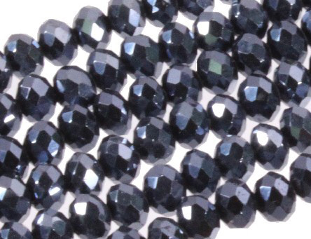 12x8mm Metallic Gray Glass Faceted Rondelle 36 Bead [uc5a15]