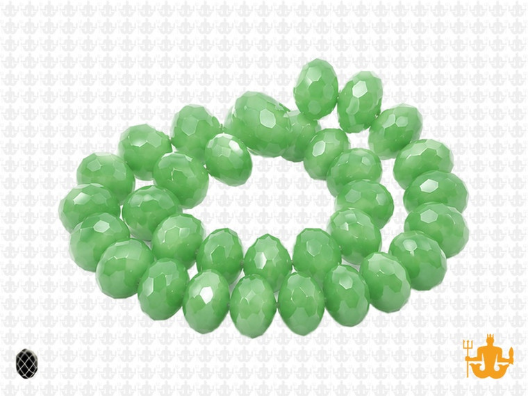 12x8mm Green Opal Quartz Faceted Rondelle Beads 15.5" synthetic [uc5b3]