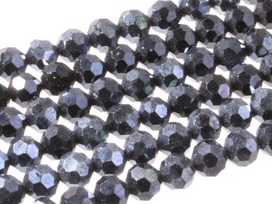 6mm Metallic Gray Glass Faceted Round about 15.5" [uc7a15]