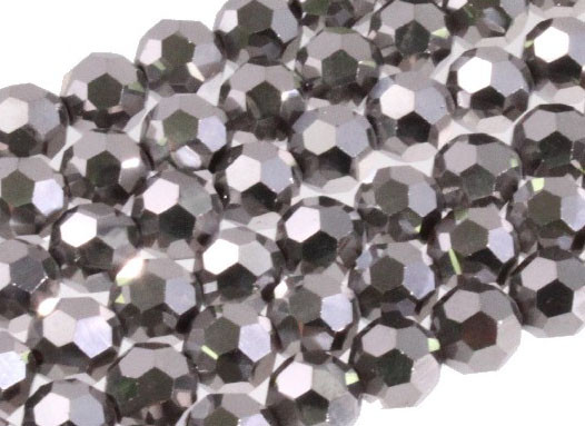 12mm Metallic Silver Glass Faceted Round Bead About 35 Beads [uc10b16]