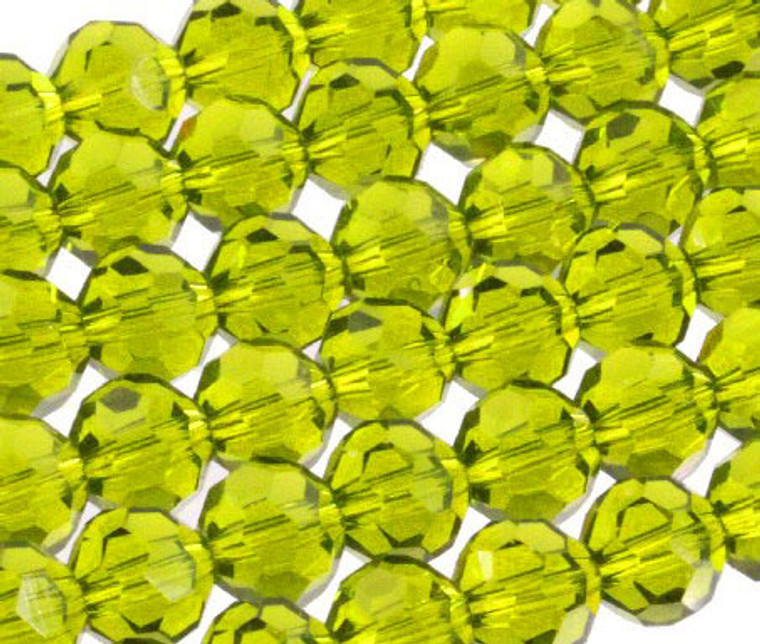 12mm Peridot Glass Faceted Round About 35 Bead [uc10b25]
