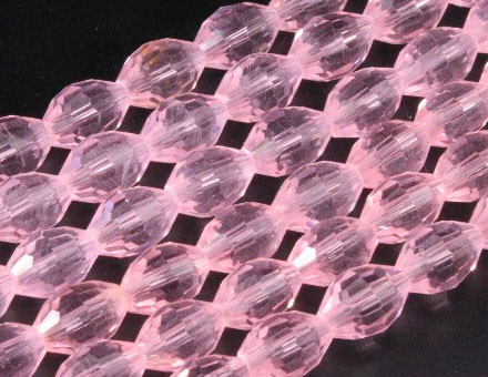 4x6mm Pink Glass Faceted Rice about 15.5" [uc11a5]