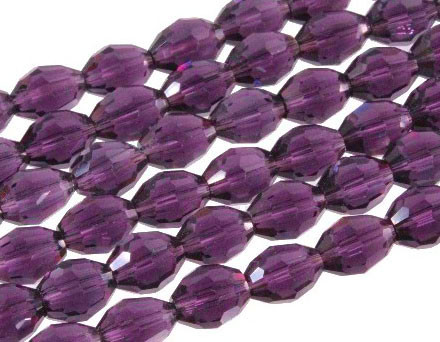 4x6mm Amethyst Glass Faceted Rice about 15.5" [uc11a20]