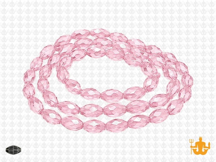8x12mm Pink Glass Faceted Rice About 35 Bead 15" [uc13a5]