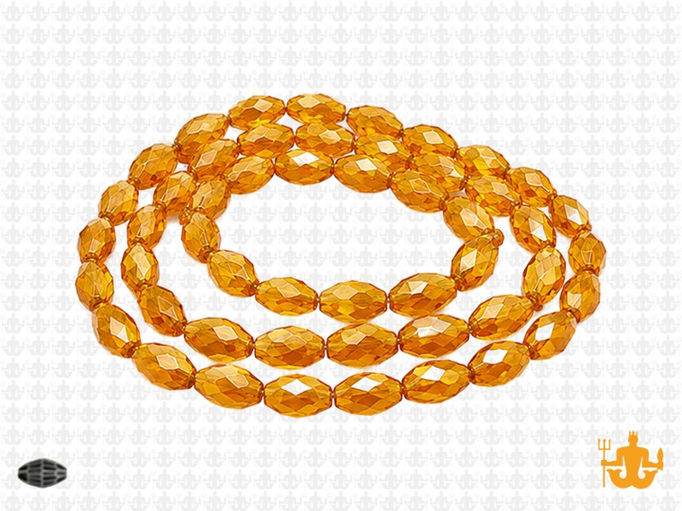 8x12mm Topaz Glass Faceted Rice About 35 Bead 15" [uc13a12]