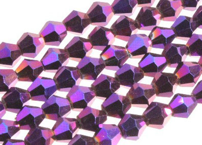 4mm Metallic Purple Glass Faceted Bicone about 14" [uc21b22]