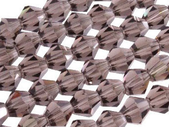 6mm Smoky Glass Faceted Bicone About 50 Bead 11" [uc22a24]