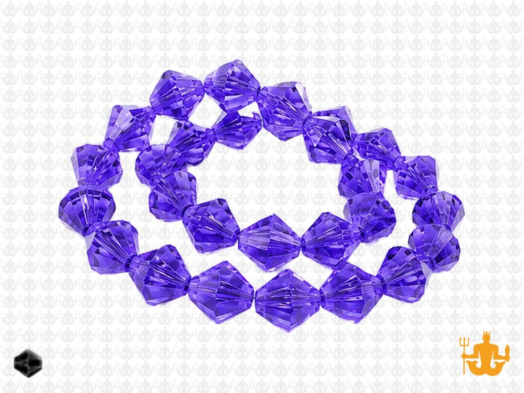 8mm Sapphire Glass Faceted Bicone About 40 Bead 12" [uc23a14]