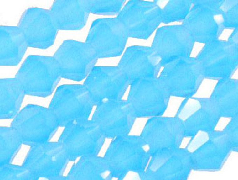 8mm Aqua Opal Glass Faceted Bicone About 40 Bead 12" [uc23b6]