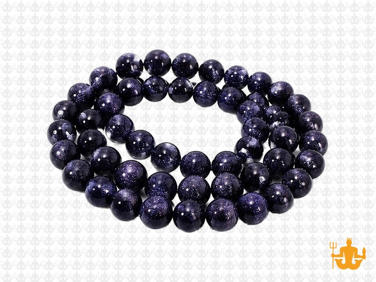 6mm Blue Goldstone Round Beads 15.5" synthetic [6d25]