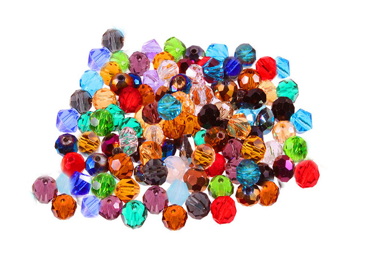 Mix & Match 4mm Crystal Faceted Round 100 Beads [xu6]