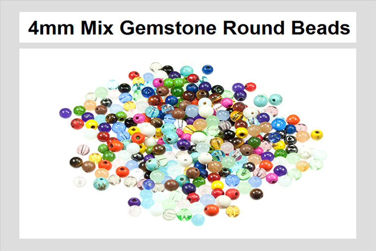 Mix & Match 4mm Gemstone Round Bead 100pcs [x4]