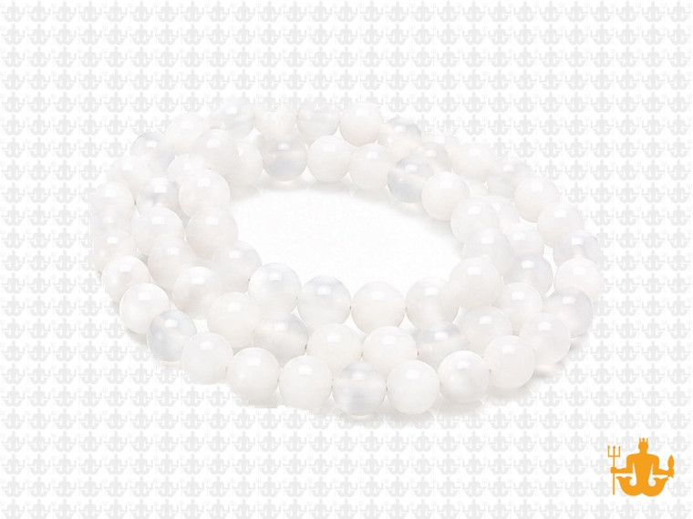 6mm Polish & Matte White Quartz Round Beads 15.5" [6x39]